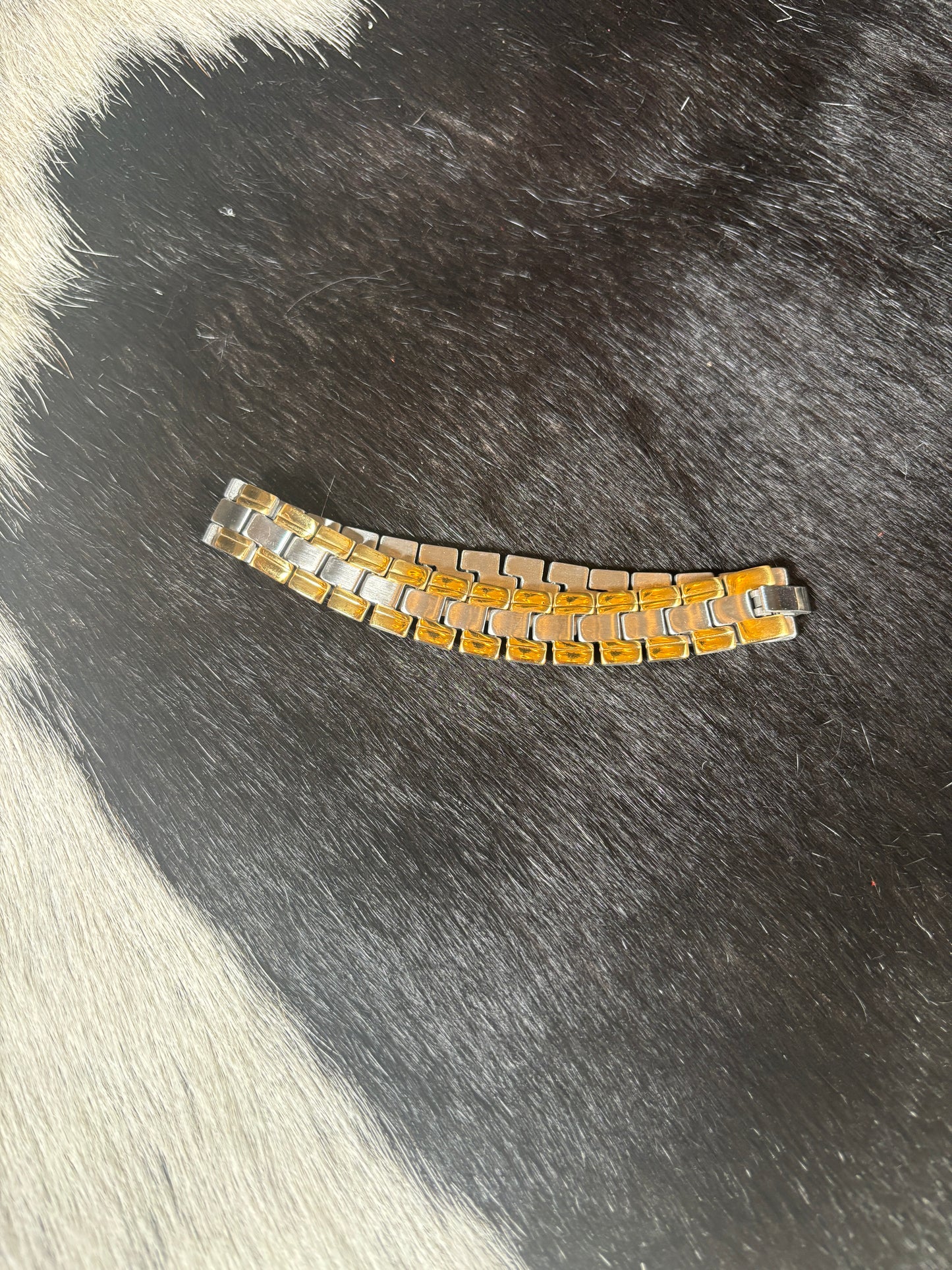 Gold & silver men’s stainless steel bracelet 8.5”
