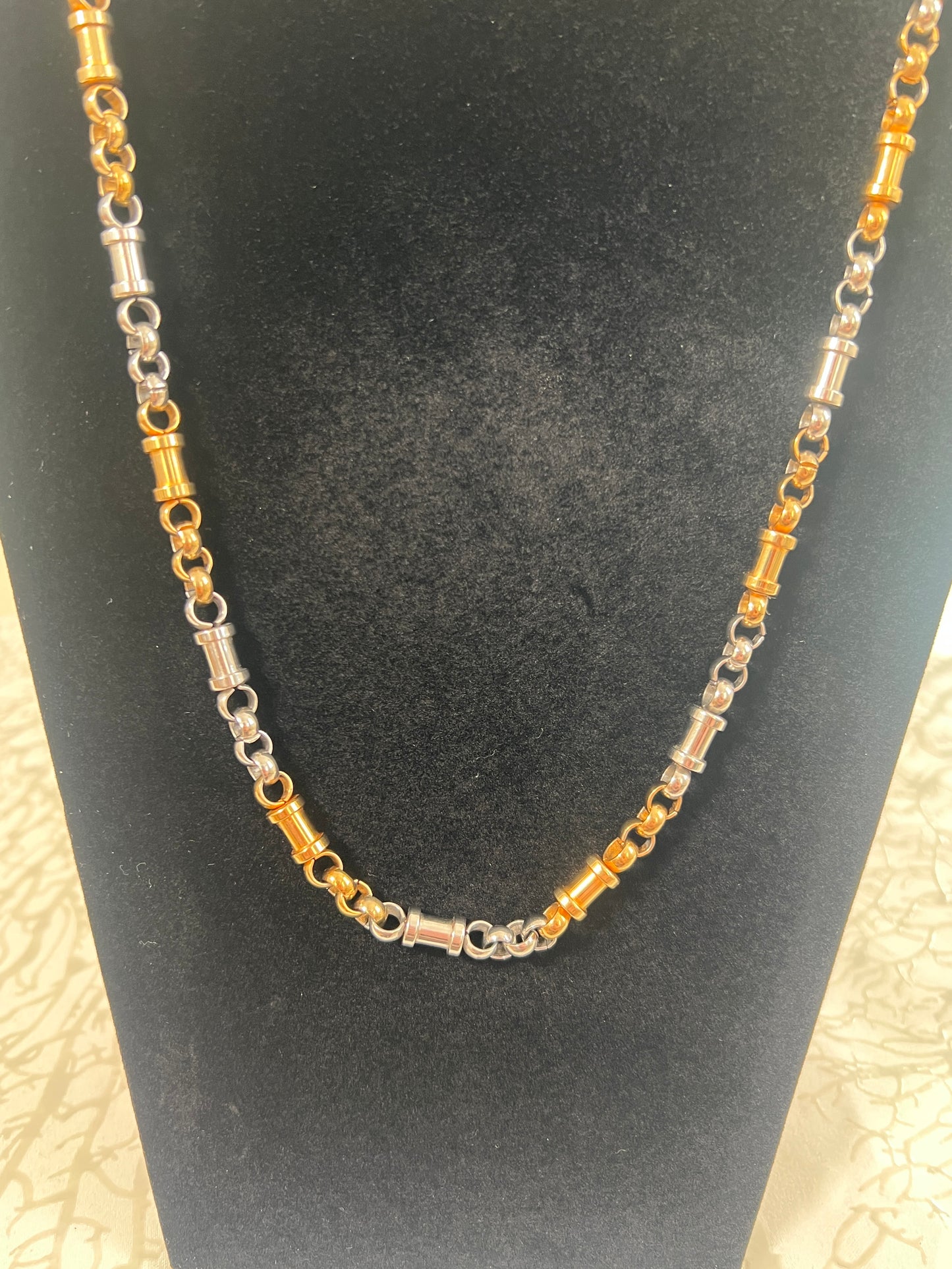 Gold & silver bamboo stainless steel chain