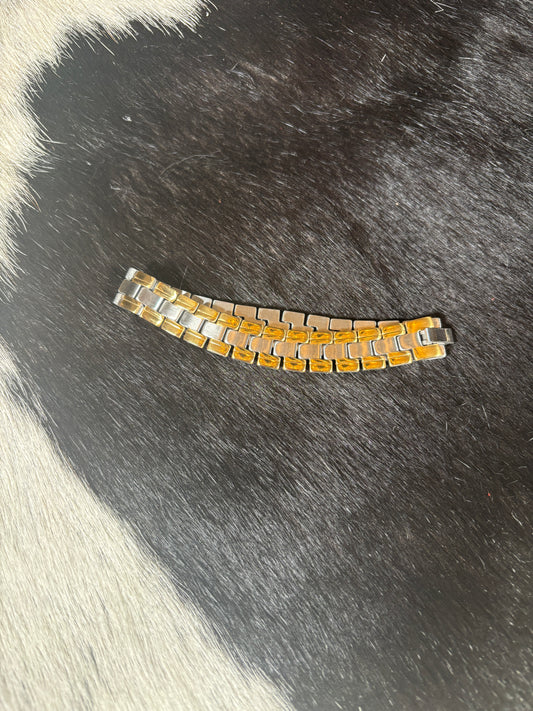 Gold & silver men’s stainless steel bracelet 8.5”