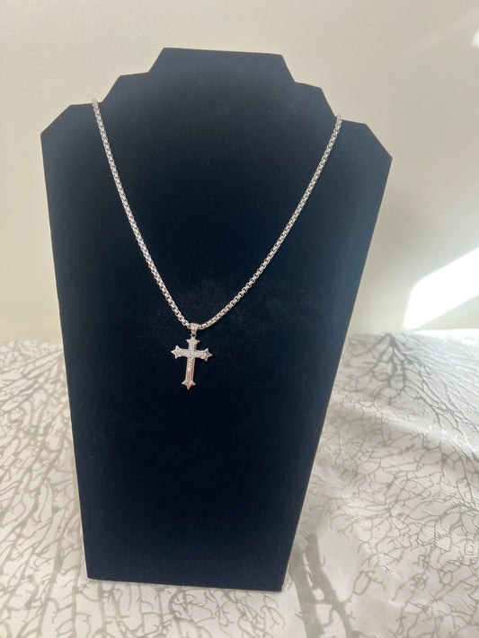 Crucifix pendant with stainless steel chain