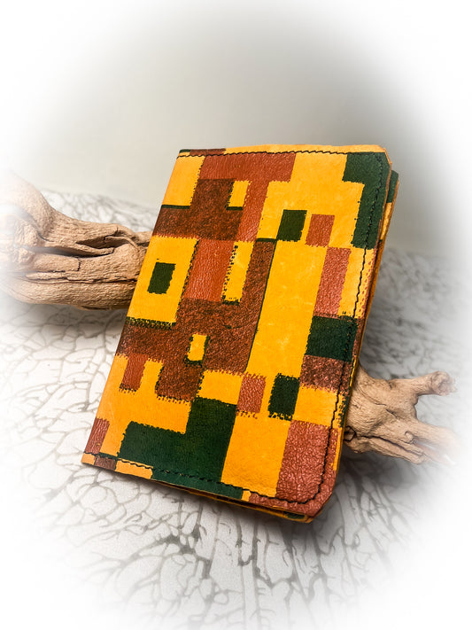 QR CODE Screen-printed design on Yellow Suede Passport Holder