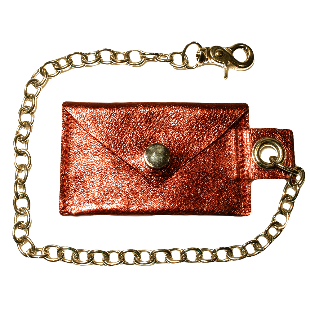 “CHARTIER” Leather Chain Wallet (Red Metallic Leather)