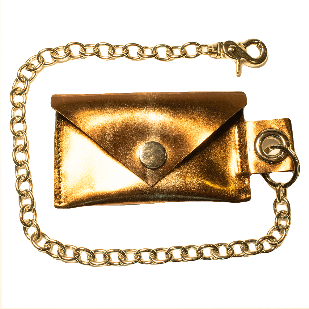 “CHARTIER” Leather Chain Wallet (Glossy Bronze)