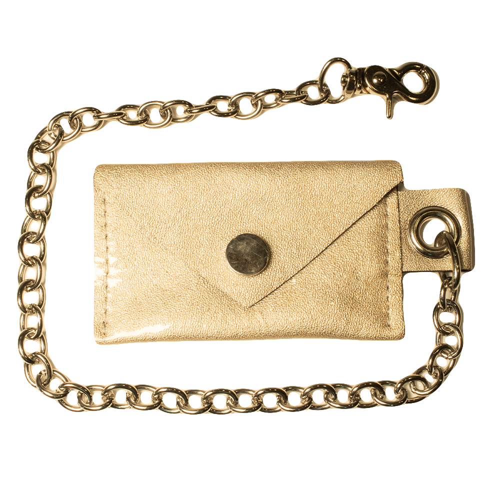 “CHARTIER” Leather Chain Wallet (Silver Patent Leather)