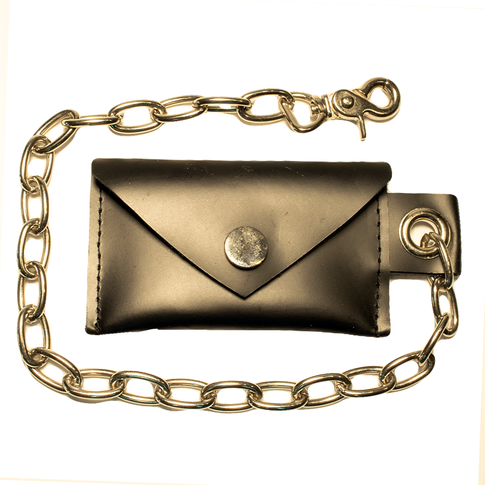 “CHARTIER” Leather Chain Wallet (Black Leather)
